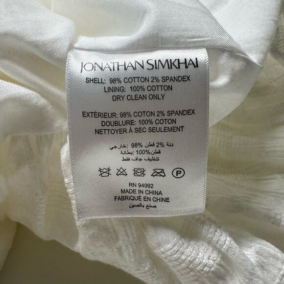 NWT | Jonathan Simkhai | BEA GAUZE MINI DRESS | White | Size 6 - Picture 11 of 15